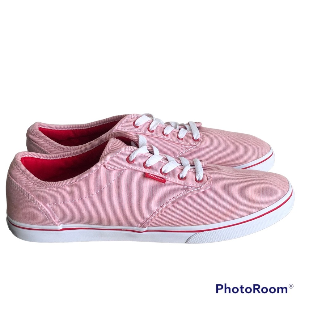 VANS Red and White striped lace up sneakers size 11 candy cane candy stripes